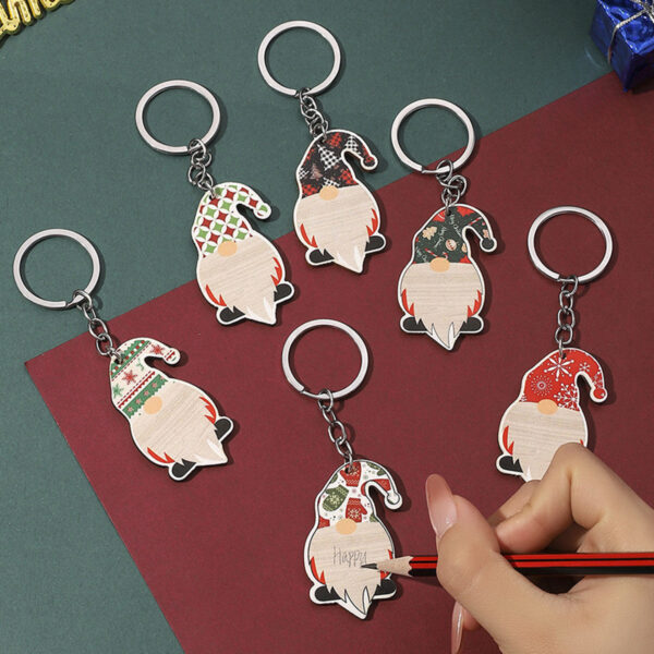 Wholesale Christmas Wooden Santa Claus DIY Writable Keychain