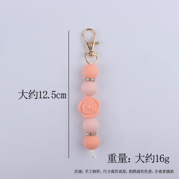 Wholesale Double Sided Rose Silicone Beaded Keychain