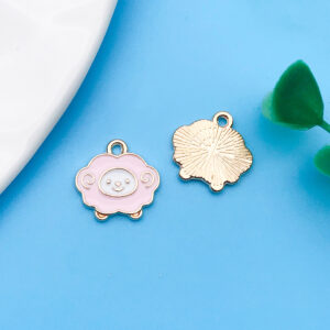 1 piece 14x13mm oil dripping pink animal sheep-17509-1g