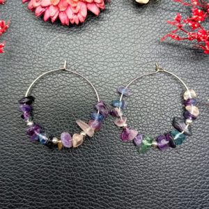 Fluorite silver earrings + silver beads