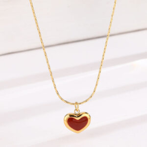 Wholesale Simple French Heart Titanium Steel Necklace