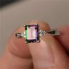 Wholesale Colorful Gemstone Square Diamond Alloy Rings