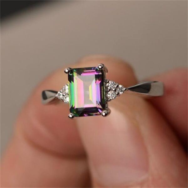 Wholesale Colorful Gemstone Square Diamond Alloy Rings