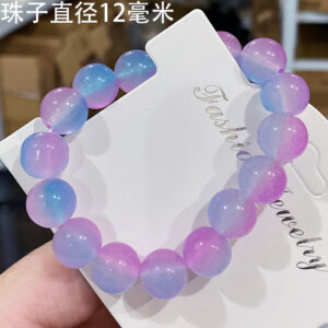 Purple Blue 12mm two-color gradient ice through glass bracelet