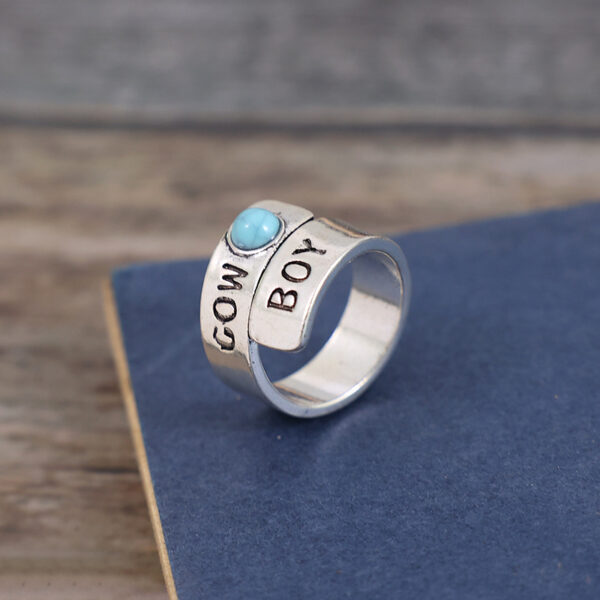 O1CN01W78Rsb1qyMXXa5WwS_2206372095564-0-cib Wholesale Alloy Western Inlaid Turquoise Alloy Open Ring