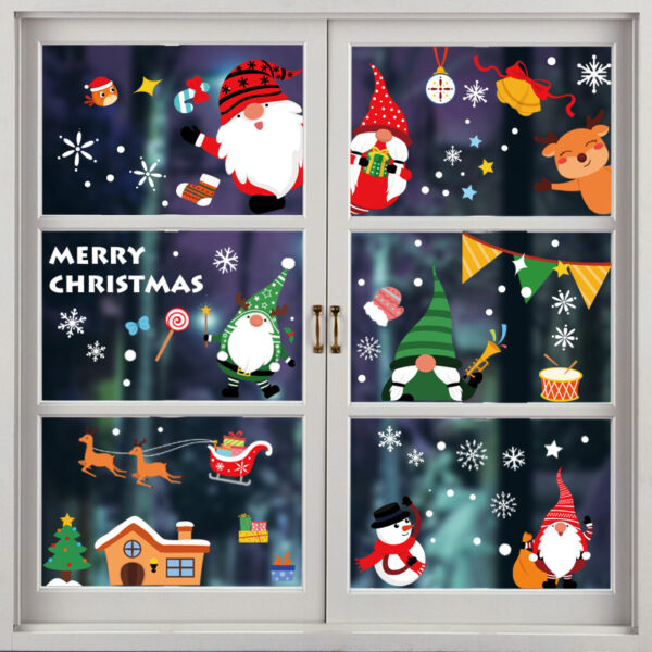 Wholesale Christmas Decorations Santa Claus Elk Static Stickers Christmas Window Decoration