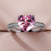 Wholesale Inlaid Heart Shape Pink Diamond Zircon Ring OLY-RS-Caoshi001