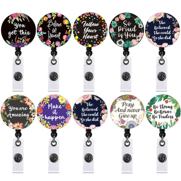 Wholesale Badge Reels Healthcare Flowers Acrylic Retractable Keychains