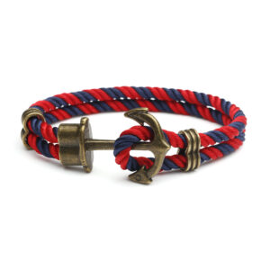 Blue and red rope ancient bronze buckle / Size 21cm