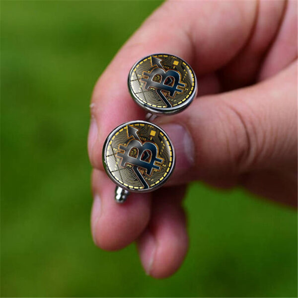 Wholesale Alloy American Gold Coin Bitcoin Time Gem Cufflinks