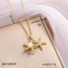 Wholesale Micro Studded Zircon Star Pearl Titanium Steel Necklace Clavicle Chain