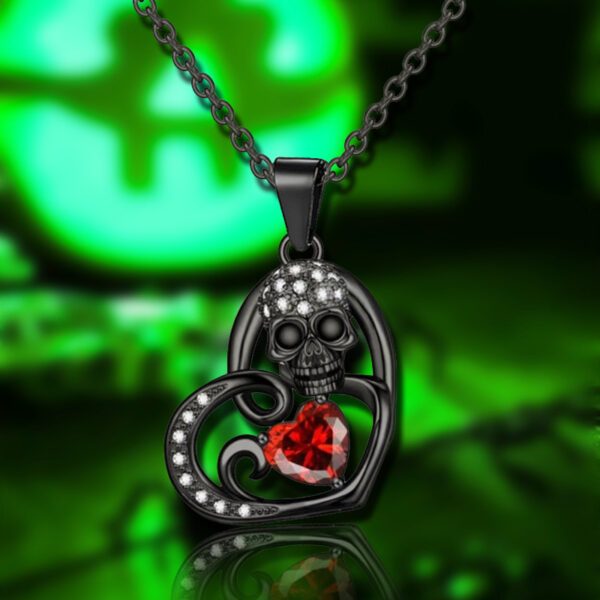 Wholesale Halloween Gothic Love Skull Necklace