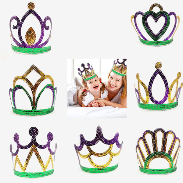 Wholesale Carnival Sequins Colorful Sequins Crown Tiara Prom Party Decoration Crown