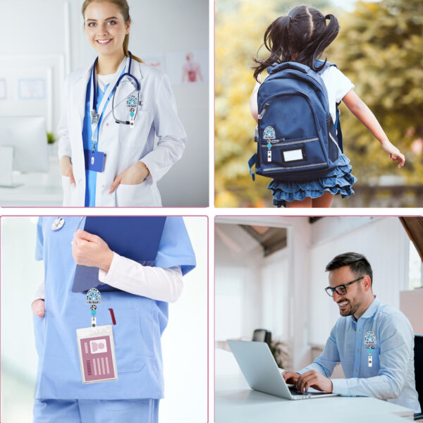 O1CN01WJDzWn1DSyREtfEkk_971130216-0-cib Wholesale Badge Reels Rainbow Cow Acrylic Beaded Ball Badge Scroll Retractable Keychain