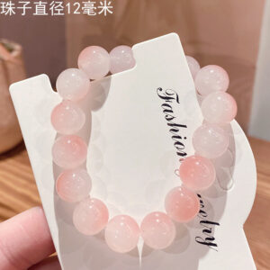 Orange pink 12mm two-color gradient ice through glass bracelet