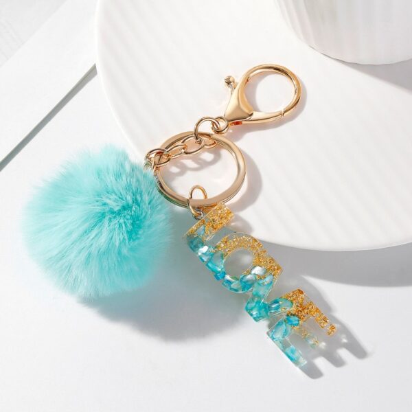 Wholesale Rainbow Color Gradient Letter Resin Crystal Keychain