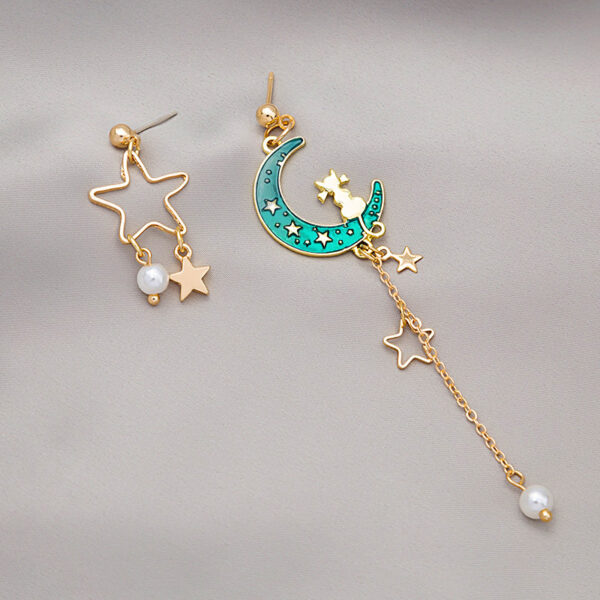O1CN01WMJeNQ1onFsjLqO4A_2059265269-0-cib Wholesale Cat Moon Star Long Tassel Alloy Earrings