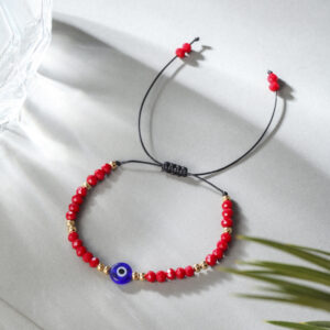 jsz130-hong-Devil's Eye Woven Bracelet Red