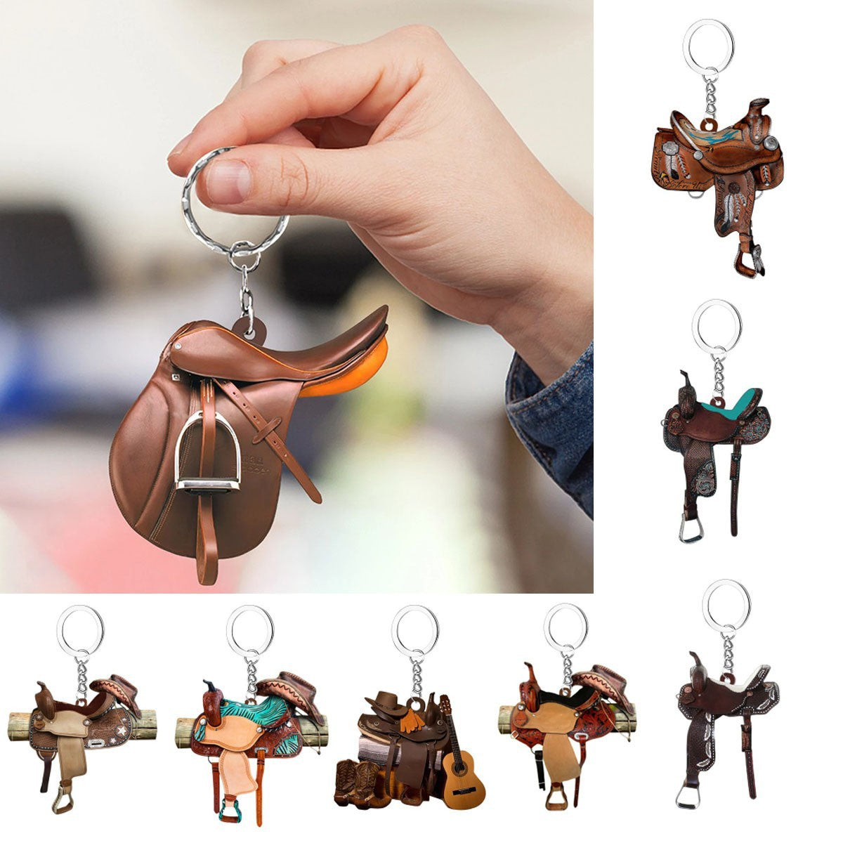 Wholesale Acrylic Saddle Car Keychain