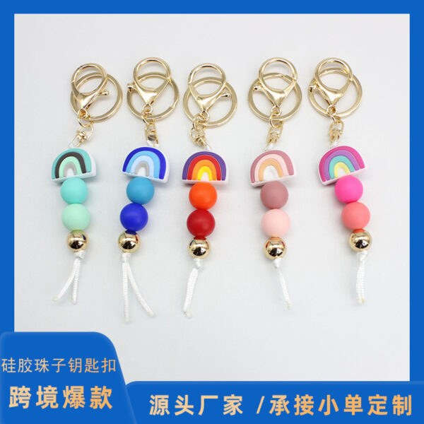 Wholesale Rainbow Silicone Beaded Keychain