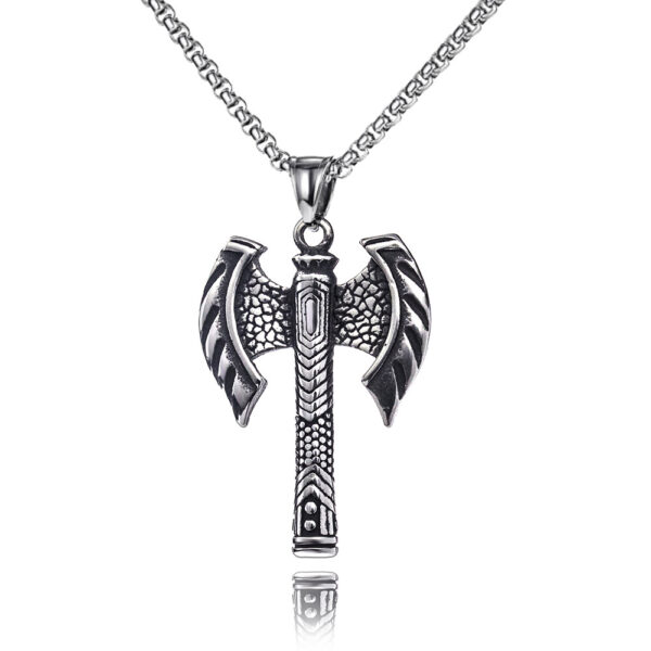 O1CN01WNmETw21yK812Zq6x_2595027053-0-cib Wholesale Stainless Steel Pirate Double Ax Amulet Pendant Necklace