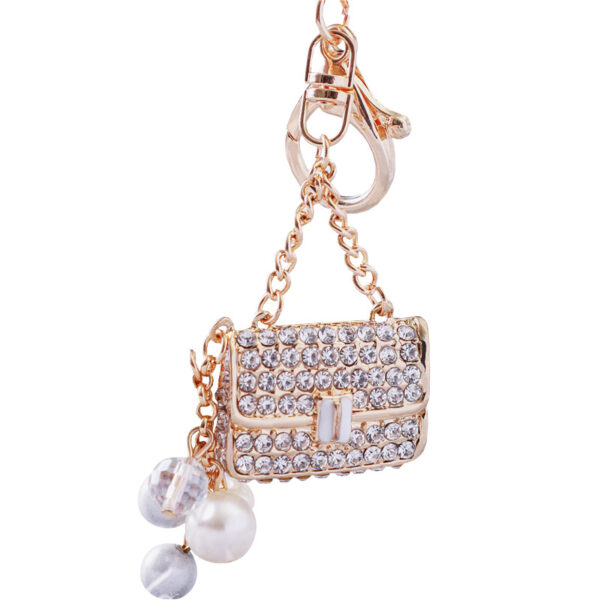 Wholesale Pearl Small Satchel Bag Diamond Zinc Alloy Keychains