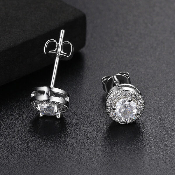 Wholesale Round Full Diamond Hip Hop Zircon Earrings