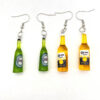 Wholesale Mini Simulated Wine Bottle Resin Three-dimensional Pendant Earrings