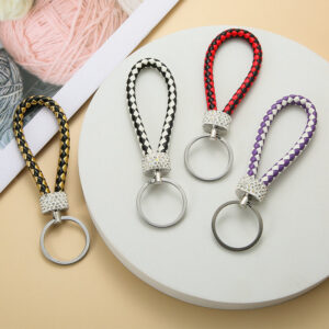 Wholesale Braided Color Leather Rope Keychain