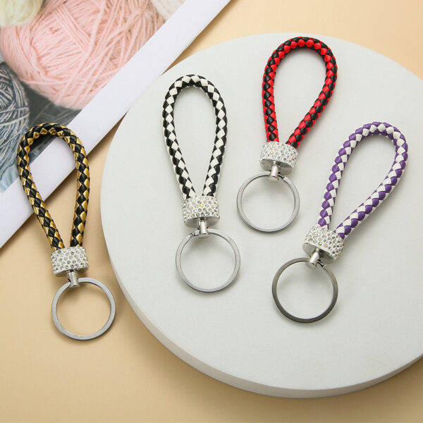 Wholesale Braided Color Leather Rope Keychain