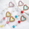 Wholesale Heart Shape Color Ball Alloy Diamond Long Earrings