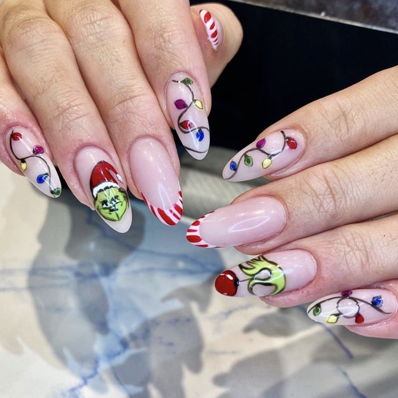 Wholesale Plastic Round Head Christmas Lantern Wearable Nail Enhancements