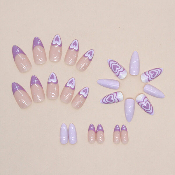 Wholesale Almond Nail Purple Love Heart Stunning Dotted Star Nail Stickers