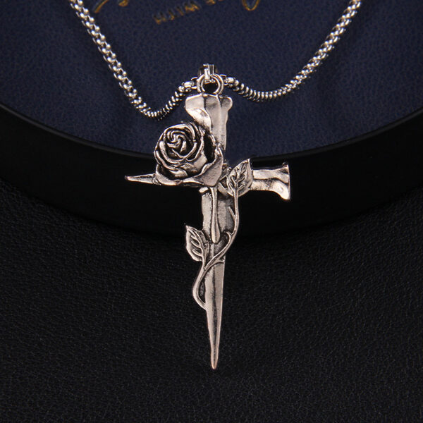 Wholesale Gothic Retro Rose Stainless Steel Necklace
