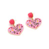 Wholesale My Birthday Colorful Diamond Enamel Heart-shaped Hair Ball Zinc Alloy Earrings