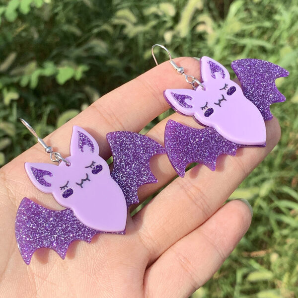 Wholesale Bat Creative Flash Halloween Party Acrylic Earrings