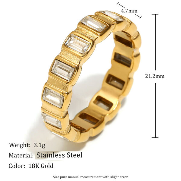 Wholesale Square Zirconia Inlaid Stainless Steel Ring