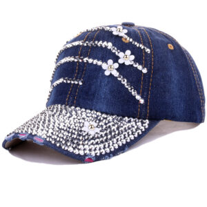 #5 denim blue small flower Diamond baseball cap / Adjustable