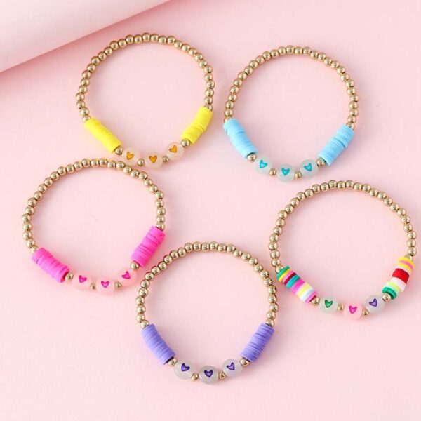 Wholesale Glow in the Dark Heart Acrylic Beaded Bracelet Set of 5