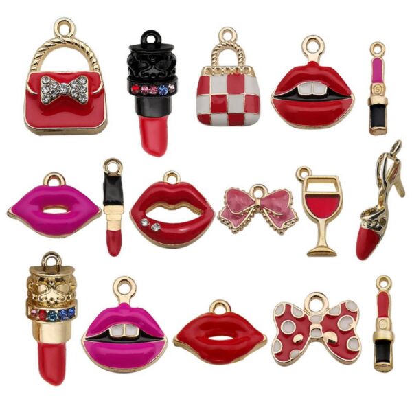 O1CN01WdIDFh2Hxtqdav6wE_2216061589218-0-cib Wholesale 1 Drop Oil Alloy Red Simulated Lipstick Bow DIY Pendant