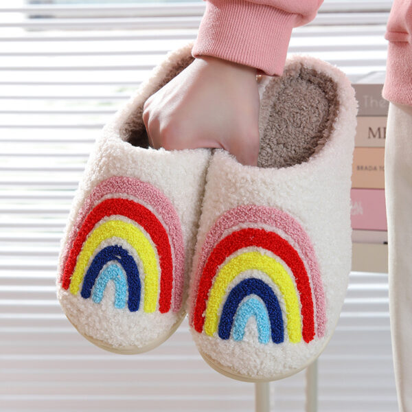 Wholesale New Rainbow Thick Anti-slip Cute Winter Cotton Slippers