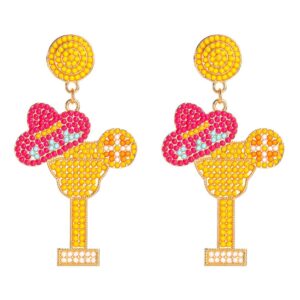 Wholesale Bohemian Rice Bead Alloy Wine Glass Earrings