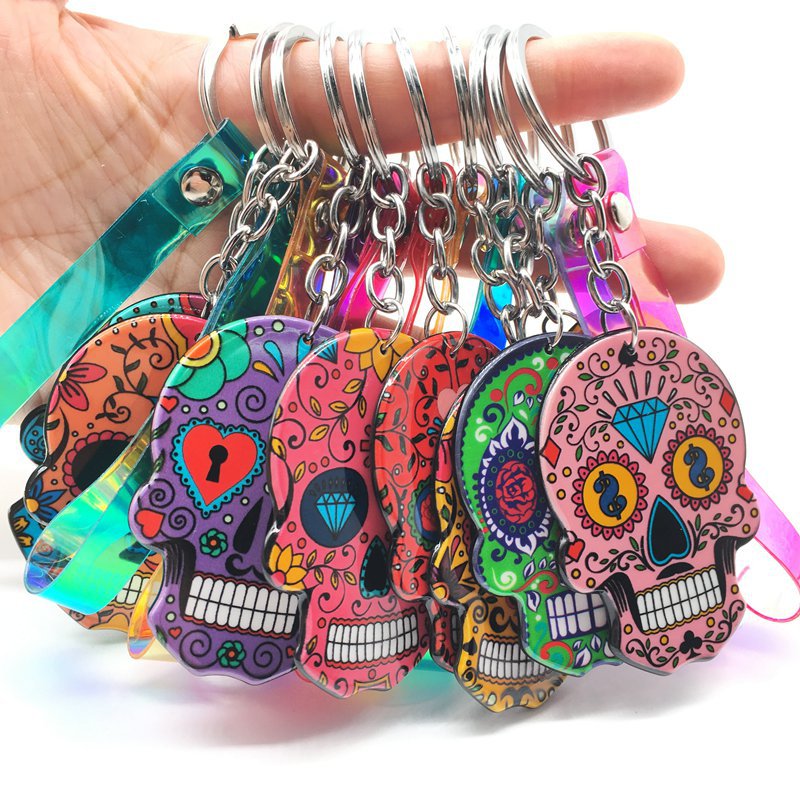 Wholesale Day of the Dead Skull Mexican Calavera Acrylic Keychain