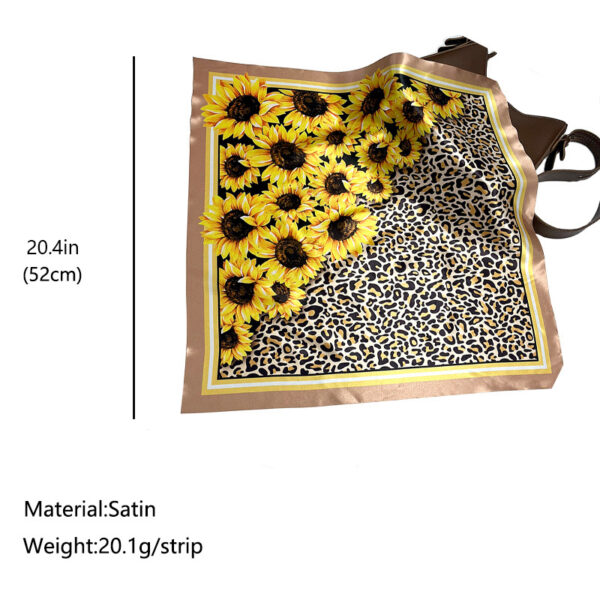 Wholesale Plain Silk Scarf Sunflower Leopard Print Fashion Sunflower Silky Print Scarf