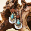 Wholesale of Western Style Multi-layer Leopard Patterned Alloy Turquoise Leather Earrings