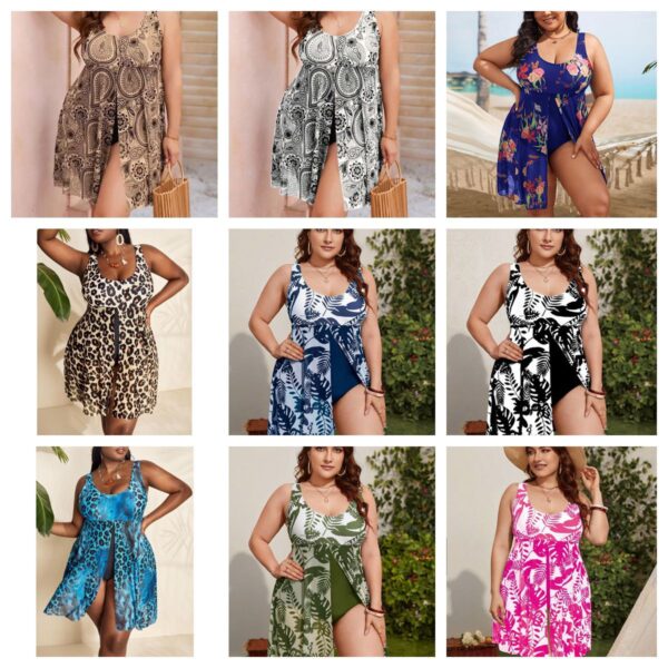 Wholesale Plus Size Printed Skirt Bikini  Swimwear Polyester