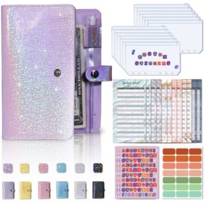 A6 / Soft surface-stars-purple (skin 1 + zipper bag 12 + gold foil budget card 12 + sequins English 3+21 labels 1)
