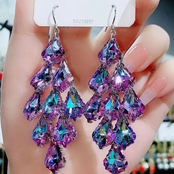 Wholesale Purple Crystal Red Crystal Pendant Hypoallergenic Earrings