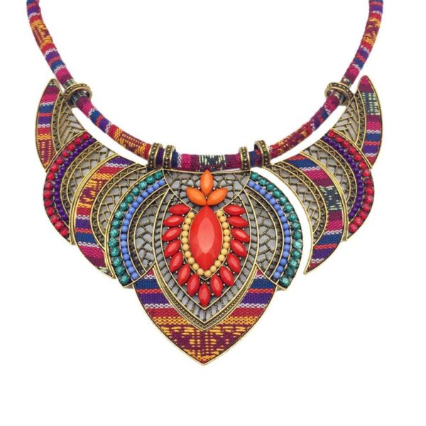 Wholesale Thick and Colorful Necklace Tribal Beaded Alloy Necklace