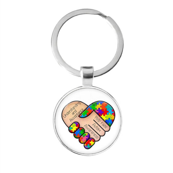 O1CN01WkuQrL1tijopLIhy1_2212752275936-0-cib Wholesale Alloy Autism Ribbon Love Keychain